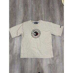 Timberland x Hilfiger Shirt Mens Small Beige Short Sleeve T-Shirt Streetwear